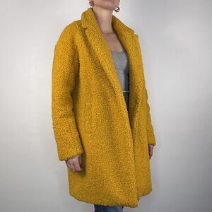 Magaschoni Mustard Boucle Teddy Coat | Sherpa Texture Jacket